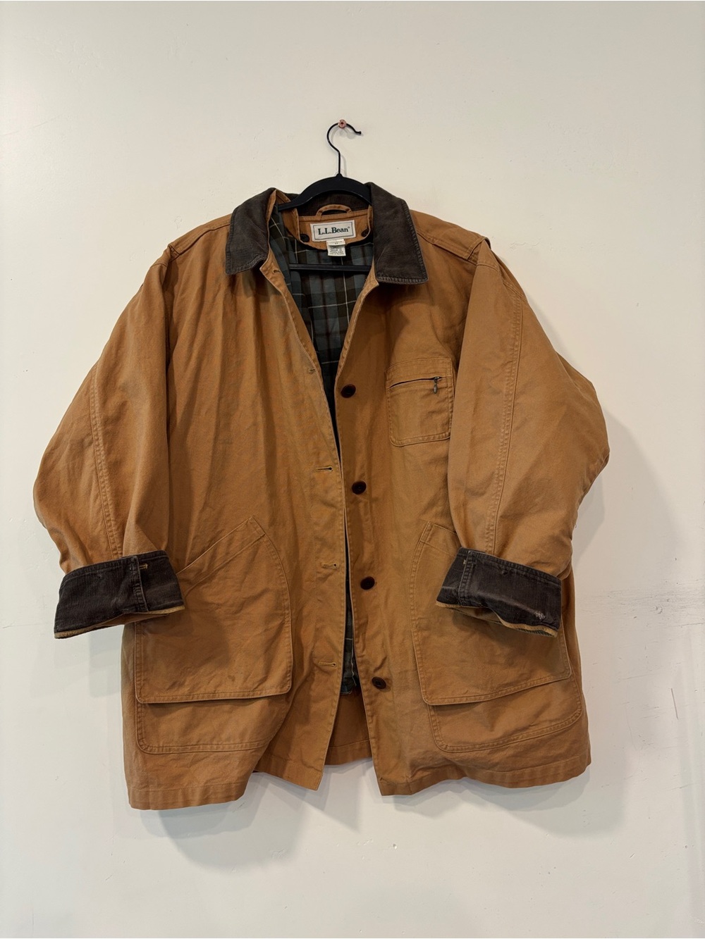 LL Bean Chore Field Barn Coat Jacket Womens 2XL Plaid Primaloft Liner Corduroy